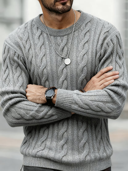 Նոր աշուն-ձմեռ տղամարդկանց համար նախատեսված ամենօրյա, միագույն, կլոր վզնոցով տրիկոտաժե վերնաշապիկ