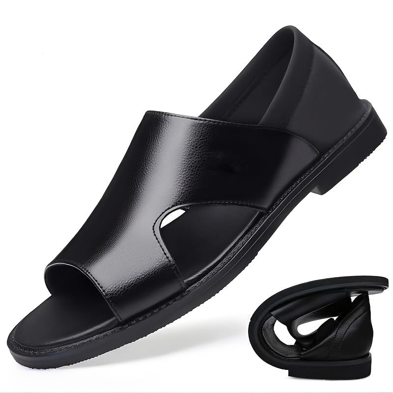 Men's Minimalist PU Sandals with Soft Rubber Sole, All-Season