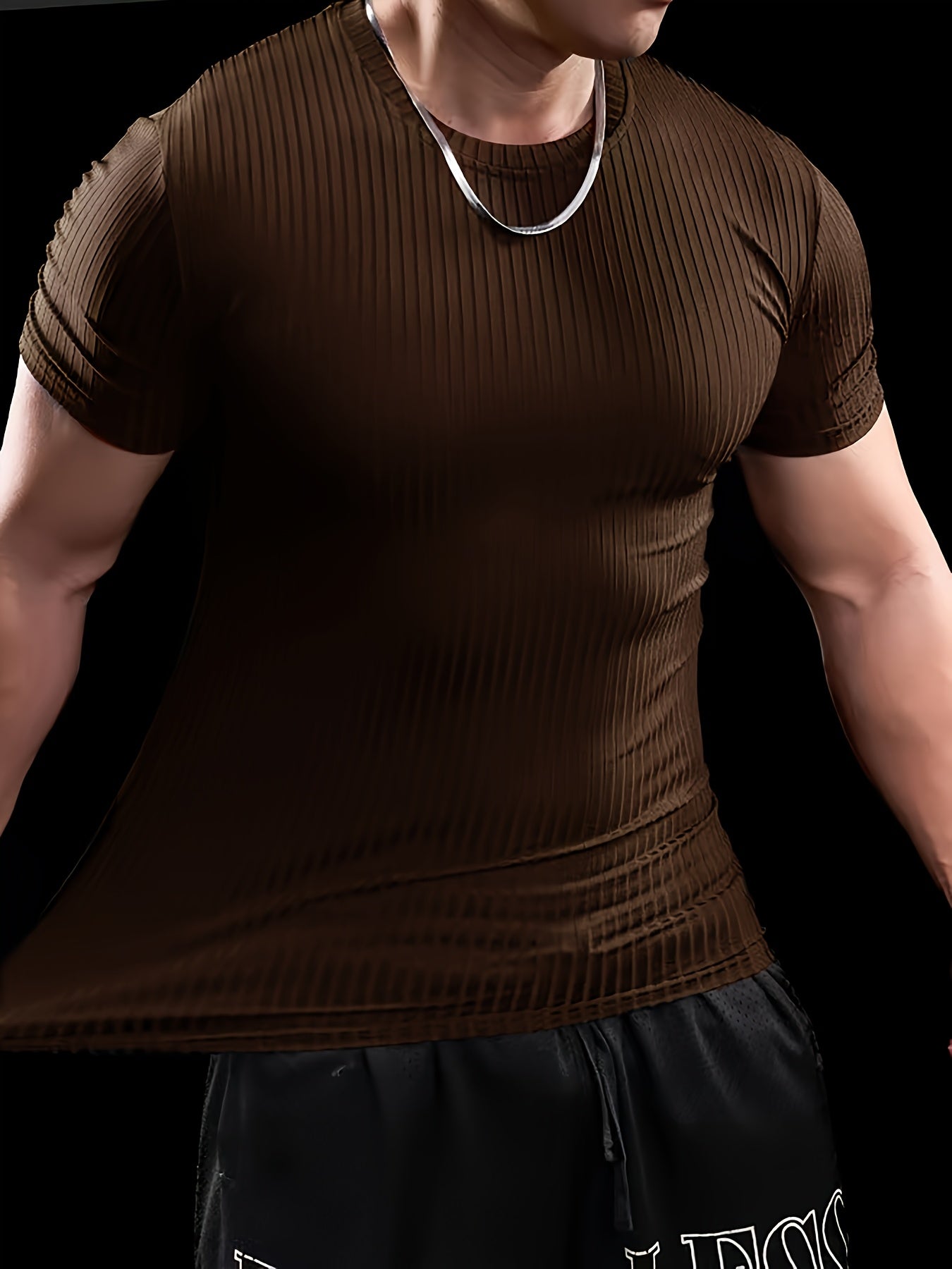 Men's Stretch Fit Short Sleeve T-Shirt - Breathable, Comfortable Polyester Blend, Solid Blue, Crew Neck, Casual  Sporty Style for Spring/Summer