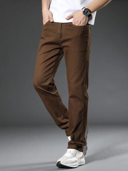 Men's Slim Fit Straight-Leg Stretch Denim Pants for Summer