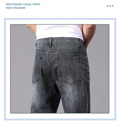 Men'S Stretchy Long Pants, Stylish And Versatile, Slim Fit, Breathable, Trendy Denim Trousers for Spring And Summer.
