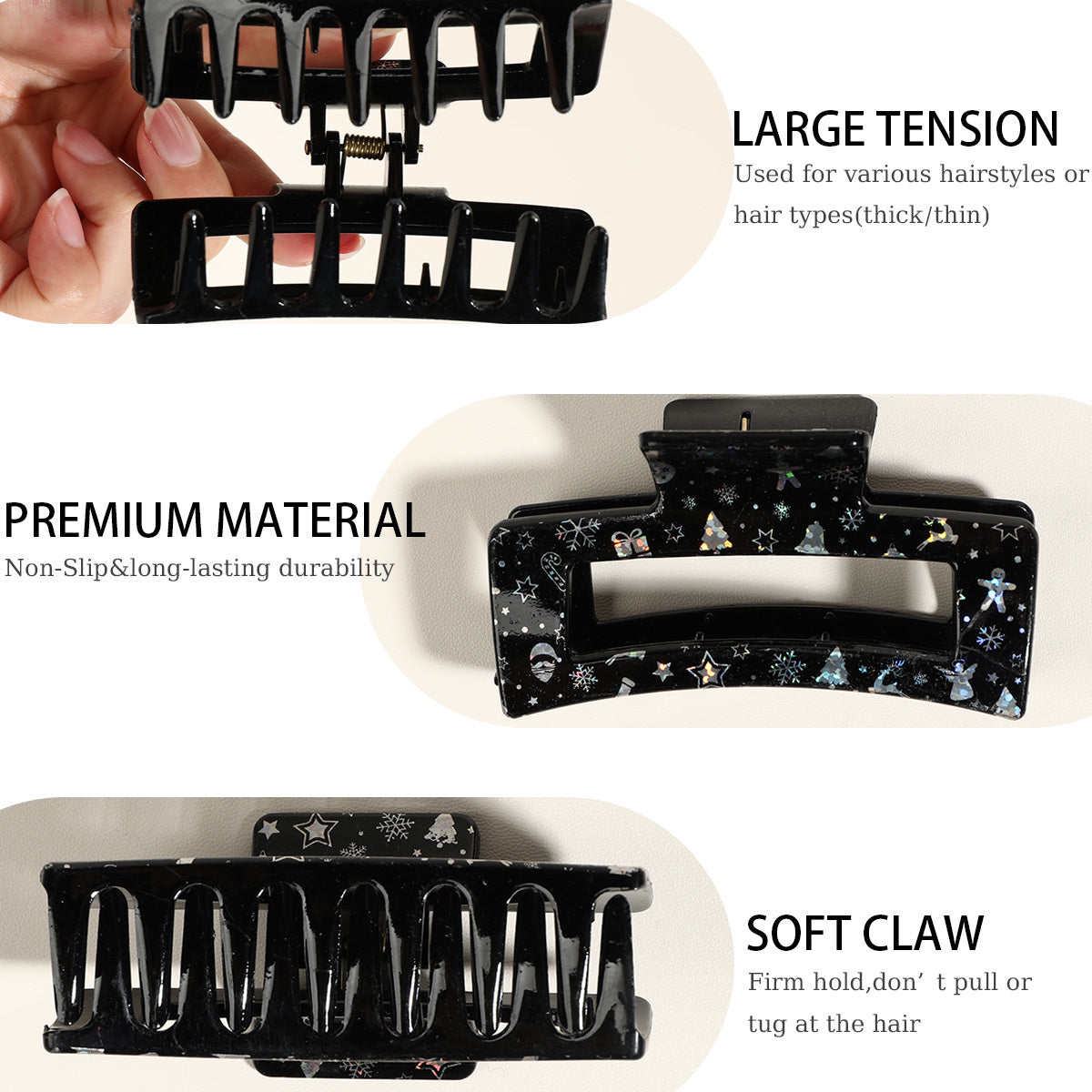 8pcs Set Sparkling Snowflake & Christmas Hair Clips and Scrunchies Bundle - Red/Green/Black/Golden Winter Hair with Elastic Bands, Holiday Party Favors for Women &, Gift Set (Snowflake Patterns, Bows, Bell Designs)