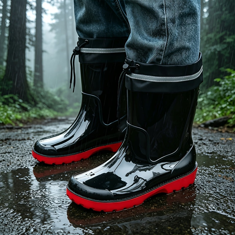 Men's Waterproof Non-Slip PVC Rain Boots for Outdoor Use