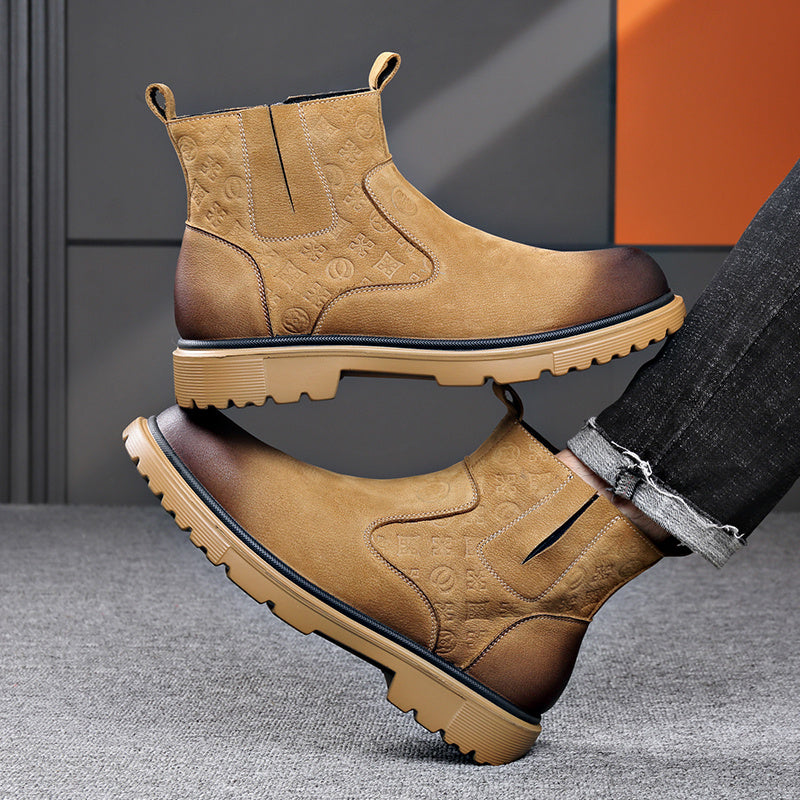 Men's Genuine PU Snow Boots with Plush Lining & Zipper