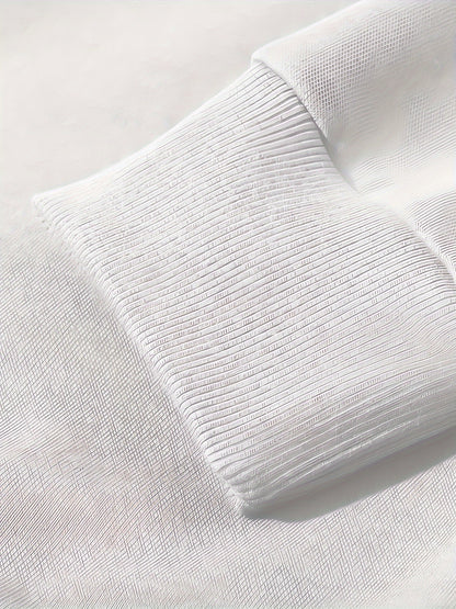 Men's White Christmas & New Year Oversized Sweatshirt - Long Loose Fit Casual Sweater with Pocket, Red Polka Santa Hat & Holly Berry Logo, Pink Heart Accent - Holiday Party Winter Wear (Machine Washable)