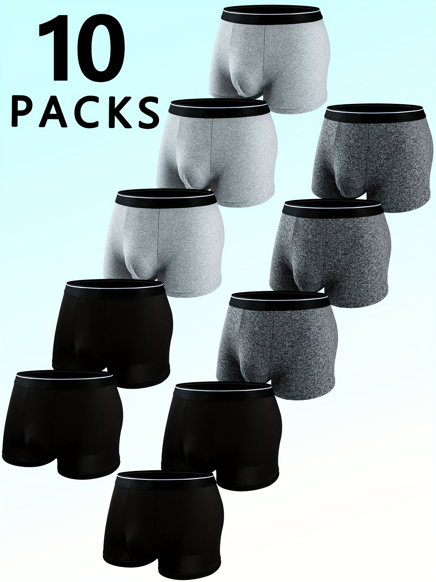 Men's 10-Pack Classic Black, White & Gray Breathable Underwear