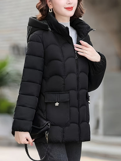 Women'S Elegant Winter Coat - Lightweight Thermal Jacket with Full-Zip Front, Long Sleeve Cold Weather Outerwear for Everyday & Formal Events - All-Season, Machine Washable Women'S Clothing, Ladies Winter Coats, Geometric Pat