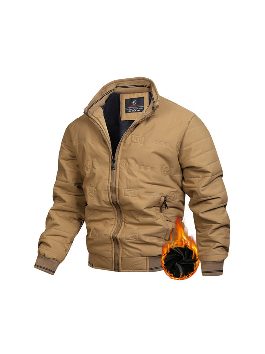 Տղամարդու ռետրո ոճի ձմեռային բաճկոն՝ հանվող օձիքով, լվացքի մեքենայով լվացվող, դարչնագույն/շագանակագույն արտաքին և սև ներքին մասեր, ոսկեգույն կայծակաճարմանդ՝ ցուրտ եղանակի համար (չձգվող գործվածք) - առօրյա և պաշտոնական վերնազգեստ, ձմեռային հագուստ ինձ համար