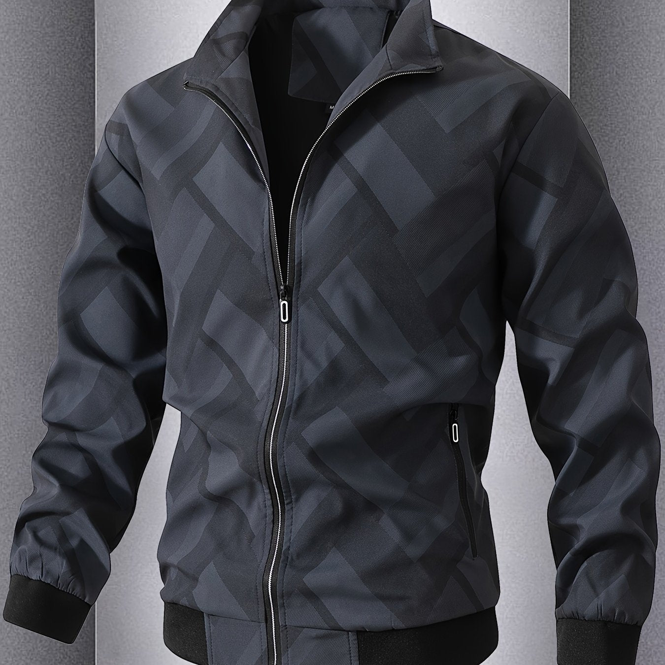 Men'S Lightweight Softshell Jacket - Olive Green/Black/Gray/ - Stand Collar Windproof Coat with Zippered Pockets - Non-Stretch Fabric for Hiking, Gym, Casual Outdoors - Spring/Fall Athletic Outerwear - Easy-Care Sportswear, H