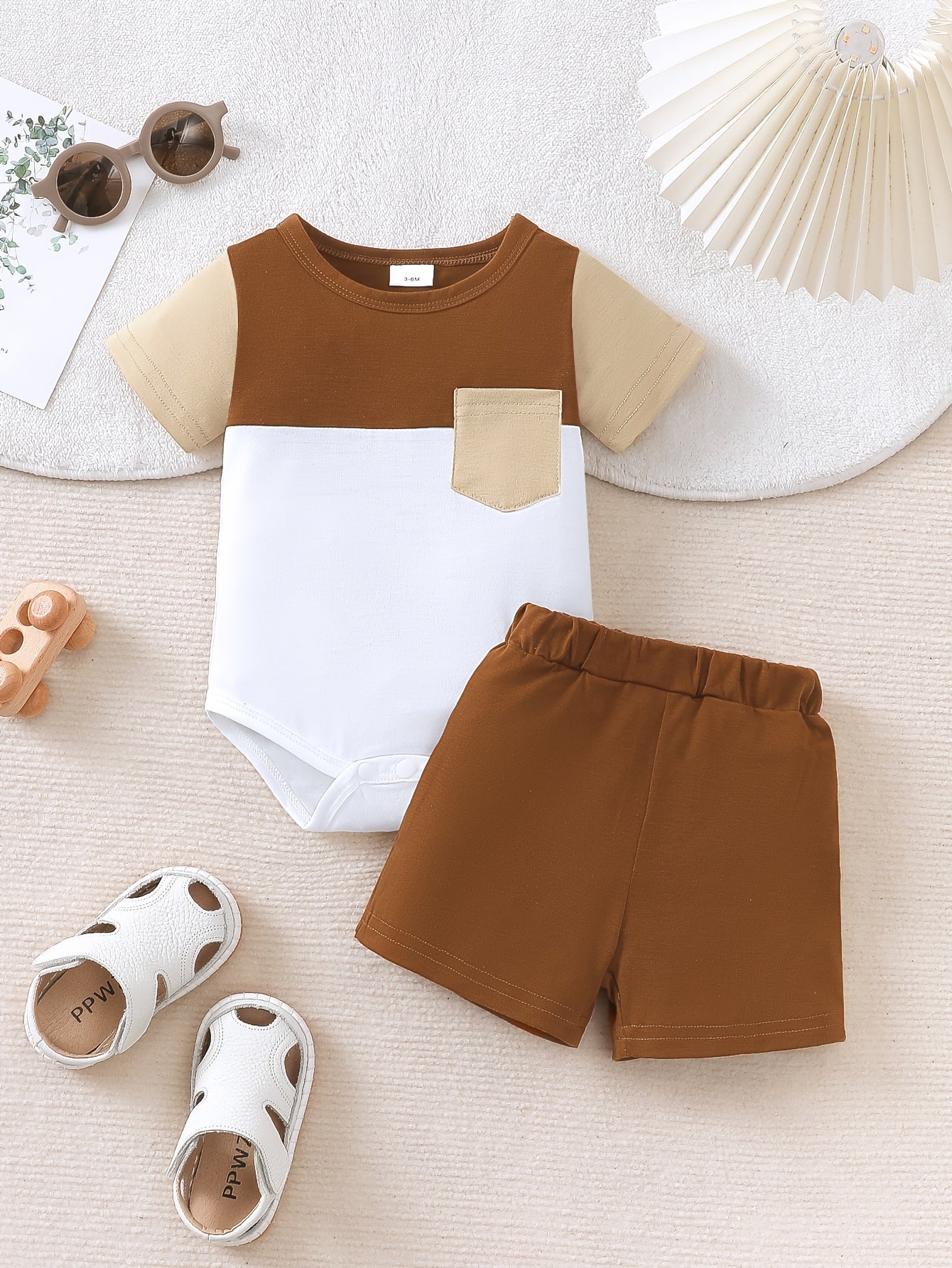 Baby Boy Summer Romper Set Casual Patchwork 2pcs Outfit