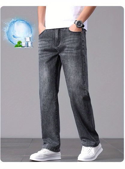 Men'S Stretchy Long Pants, Stylish And Versatile, Slim Fit, Breathable, Trendy Denim Trousers for Spring And Summer.