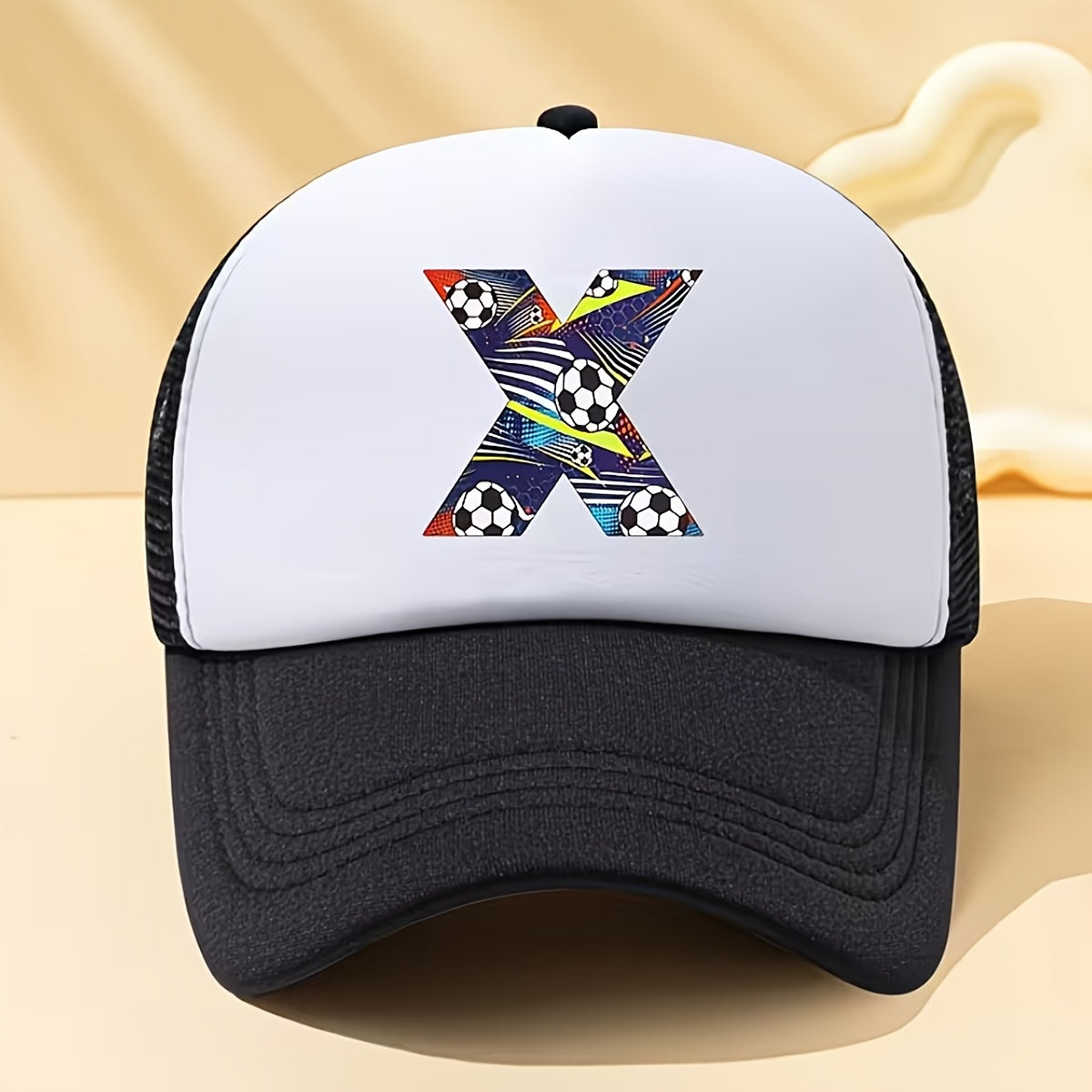 Boys' Breathable Soccer Alphabet Mesh Baseball Cap - Summer Style