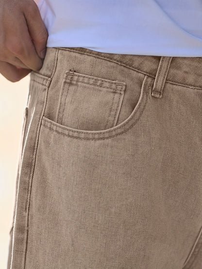 Men'S Casual Straight Leg Jeans, Loose Fit Denim Pants, 87% Cotton 7% Polyester 6% Viscose, All-Season Solid Color Washed Fabric, 290gsm Heavyweight - Gengyuanxuan #TB9005