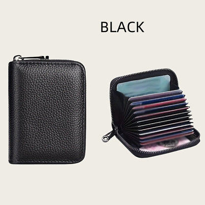 1pc Men'S Casual Faux Leather Wallet & Business Card Case, Black, Universal, PU Material, Smooth, Durable, Multi-Purpose, Large Capacity, with Multi-Card Slot, ID Card Bag, Zipper Pocket, Stylish, Safe, Anti-Degaussing, for D