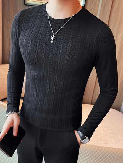 Men's Slim-Fit Long Sleeve T-Shirt - Casual  Stylish, Perfect for Fall/Winter, Machine Washable