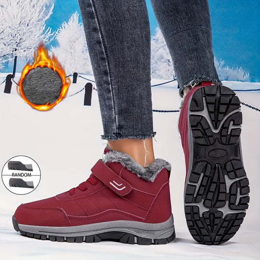 's &amp; 's Ձմեռային տաք կոճի բարձրությամբ կոշիկներ՝ ժապավենով և ճարմանդով փակմամբ, ռելիեֆային ներբանով, կլոր քթով - ցանկացած տեղանքի համար սառույցի/ձյան կոշիկներ, բացօթյա, ամենօրյա ցուրտ եղանակի համար (ունիսեքս, մուգ մոխրագույն/շագանակագույն)