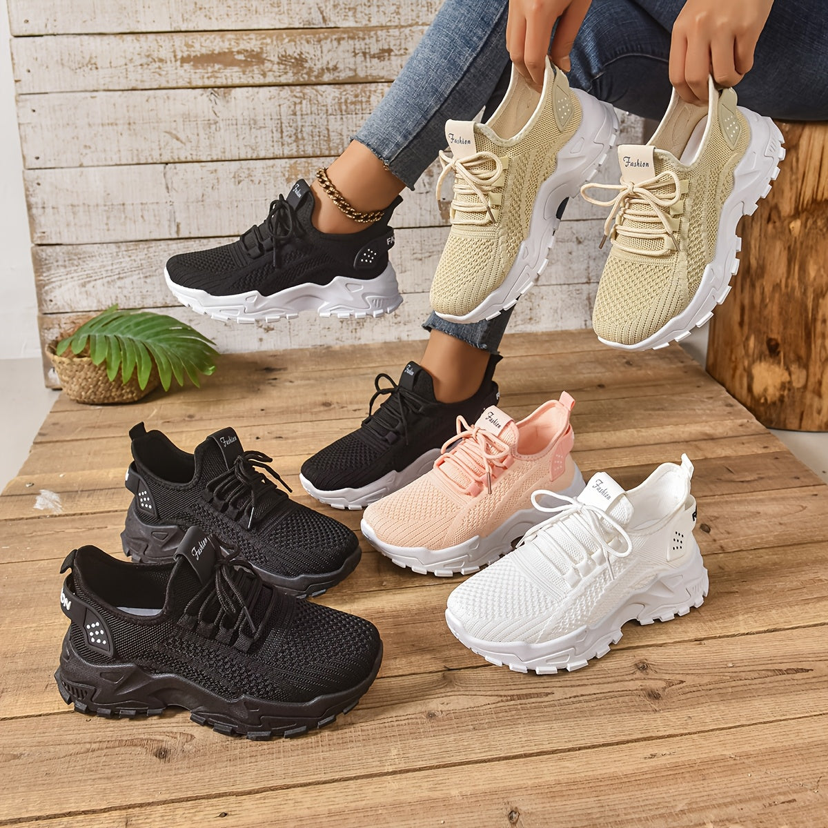 Կանացի առօրյա սպորտային կոշիկներ՝ շնչող գործվածքից վերնամասով, ռետինե ներբանով, ցածր գագաթով, պարզ մատով, բոլոր եղանակների հարմարավետ կոշիկներ, առօրյա հագուստ | Ժամանակակից առօրյա ոճ | Շնչող գործվածքից սպորտային կոշիկներ