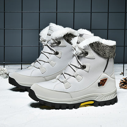 Men's & Women's Winter Snow Boots with Plush Lining & Slip-Resistant Rubber Sole - High-Ankle Lace-Up PU Shell, Insulated Cold-Weather Traction for Hiking, Hunting, Outdoor Activities - Unisex Heavy-Duty Round-Toe Boots for M