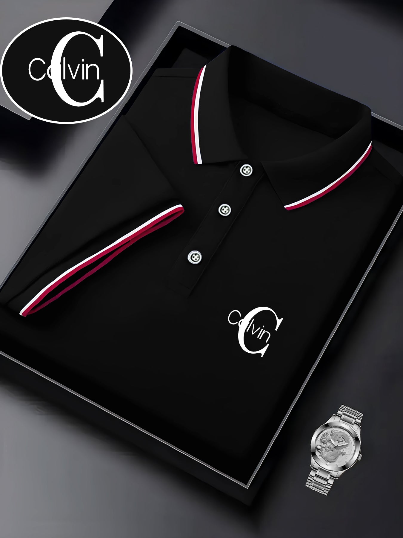 Men's Fashion Collared Shirt Calvin Print, Summer Suitable for Sports and Casual Outings - ayq