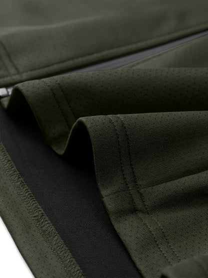 Men's Athletic Jacket - Quick-Dry Gym Coat with Zipper Closure, Lightweight Workout Jacket for Running, Hiking, Training - Olive Green Athletic Outerwear (Machine Washable) - Bodybuilding & Casual Streetwear, Workout Clothes,