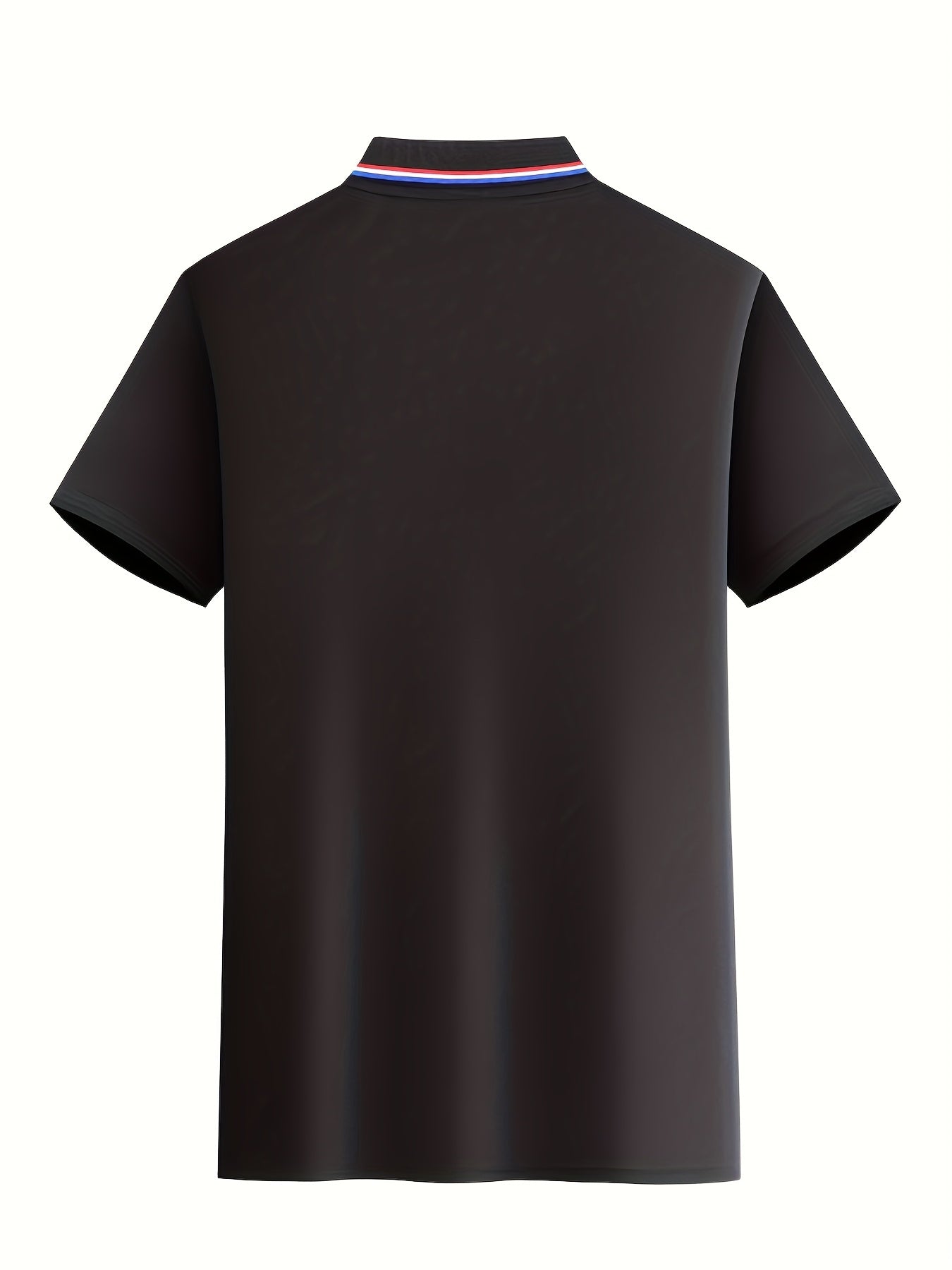 A Single-pc Men'S Polo Shirt with Letter Patterns, Golf Shirt, Breathable Fabric, Cool And Comfortable | Soft And Breathable, Striped Short-Sleeve T-Shirt with Button Details, Solid Color Casual, Regular Fit Multi-Color Set, - ayq