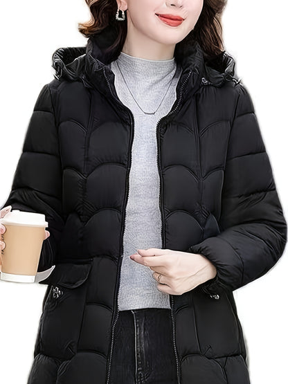 Women'S Elegant Winter Coat - Lightweight Thermal Jacket with Full-Zip Front, Long Sleeve Cold Weather Outerwear for Everyday & Formal Events - All-Season, Machine Washable Women'S Clothing, Ladies Winter Coats, Geometric Pat