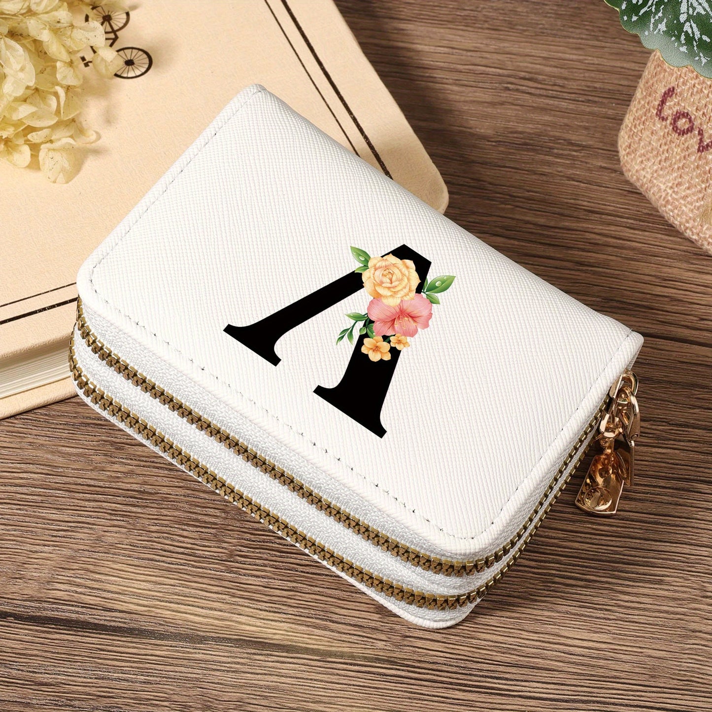 Women's Lightweight Wallet - Compact Zipper Purse with Multiple Card Slots & Coin Pocket, Elegant Monogram Initials, Secure Closure for Everyday, Travel, Gift - Women's Credit Card Organizer, Everyday Carry Purse, Stylish Ini