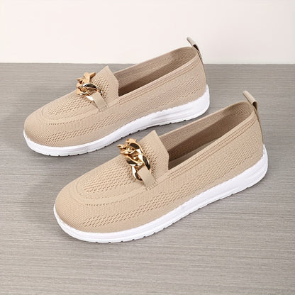 Women'S Knitted Flat Shoes, Lightweight Round-Toe Low-Top Shoes, Casual Sneakers.