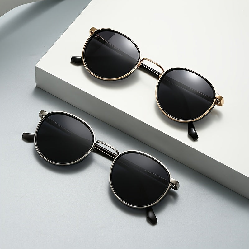 Unisex Polarized Round Sunglasses with Stainless Steel Frame