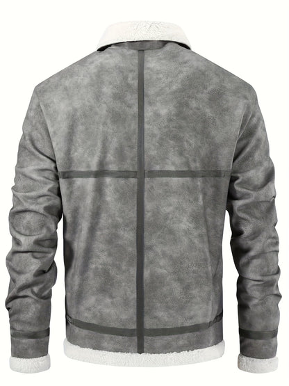 Men'S Heavy-Duty Full-Zip Jacket - Thick Winter Coat with Full-Zip Closure, Lapel Collar, Non-Stretch Fabric - Cold Weather Outerwear for Formal & Casual Events, Winter Jacket, Formal Event Attire, Sleek Design, Durable Const
