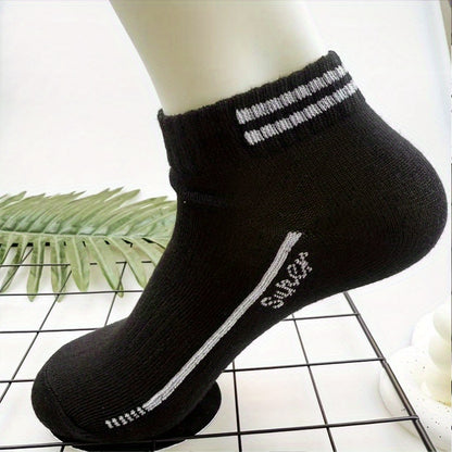 8pcs Men's Low-Cut Socks - Stylish & Comfortable, Breathable Polyester-Spandex Blend, Durable with Easy Care, Hand Washable, Fashionable Striped Design for Outdoor Wear, Novelty Socks