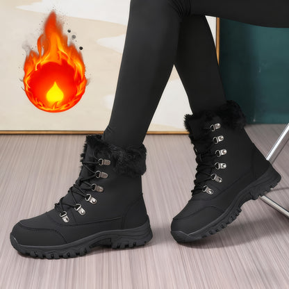 Women's & Men's Heavy-Duty Winter Snow Boots - Thickened Round-Toe Traction Tires, Faux Upper & TPR Sole, Unisex High-Ankle Trekking Boots for Skiing, Ice, Hiking, Snowshoeing - Cold Weather Outdoor Footwear