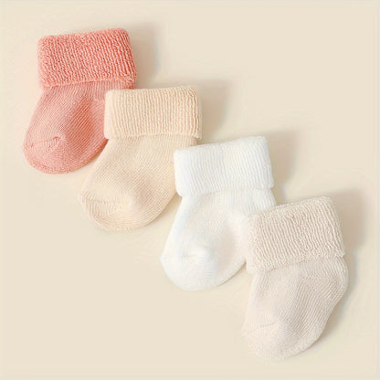 4/8 Pairs of Youngsters's Boys and Girls Socks Autumn and Winter Thickened Warm Youngsters Youngsters Fleece Circle Socks Candy Color Youngsters Short Socks