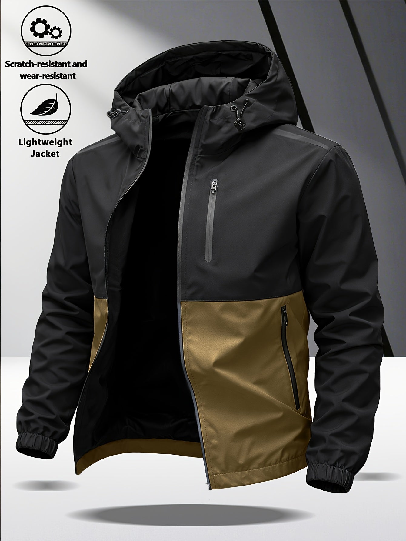 Men's Casual Hooded Softshell Sports Windbreaker Jacket