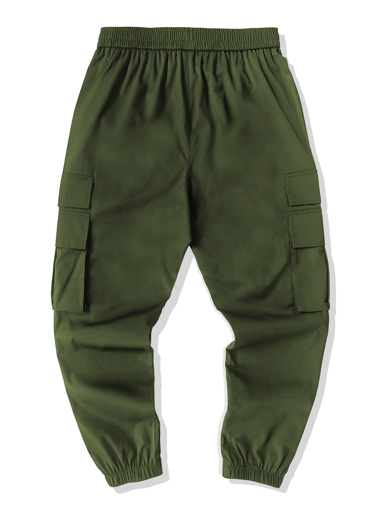 Men's Casual Solid Color Cargo Pants with Drawstring Waist
