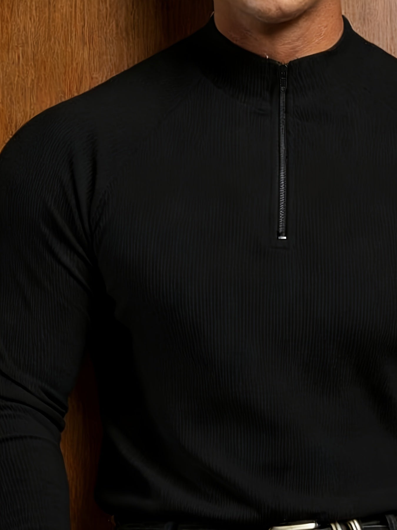 Men's Fitness Half-Zip Shirt, Breathable Ribbed Stretch Top