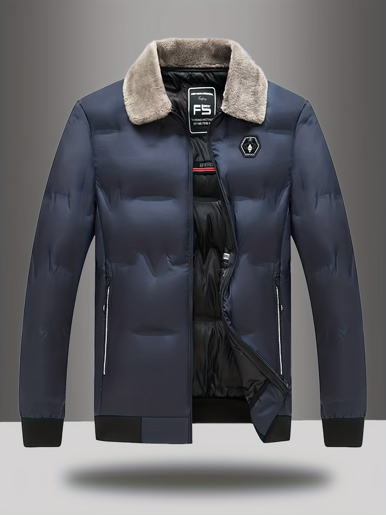 Men'S Heavy-Duty Winter Coat - Full-Zip Cold Weather Jacket with Zippered Pockets, Non-Stretch Fabric, Elegant Lapel Collar - Formal & Everyday Outerwear for Men, Winter Jacket, Seasonal Fashion, Classic Design, Durable Const