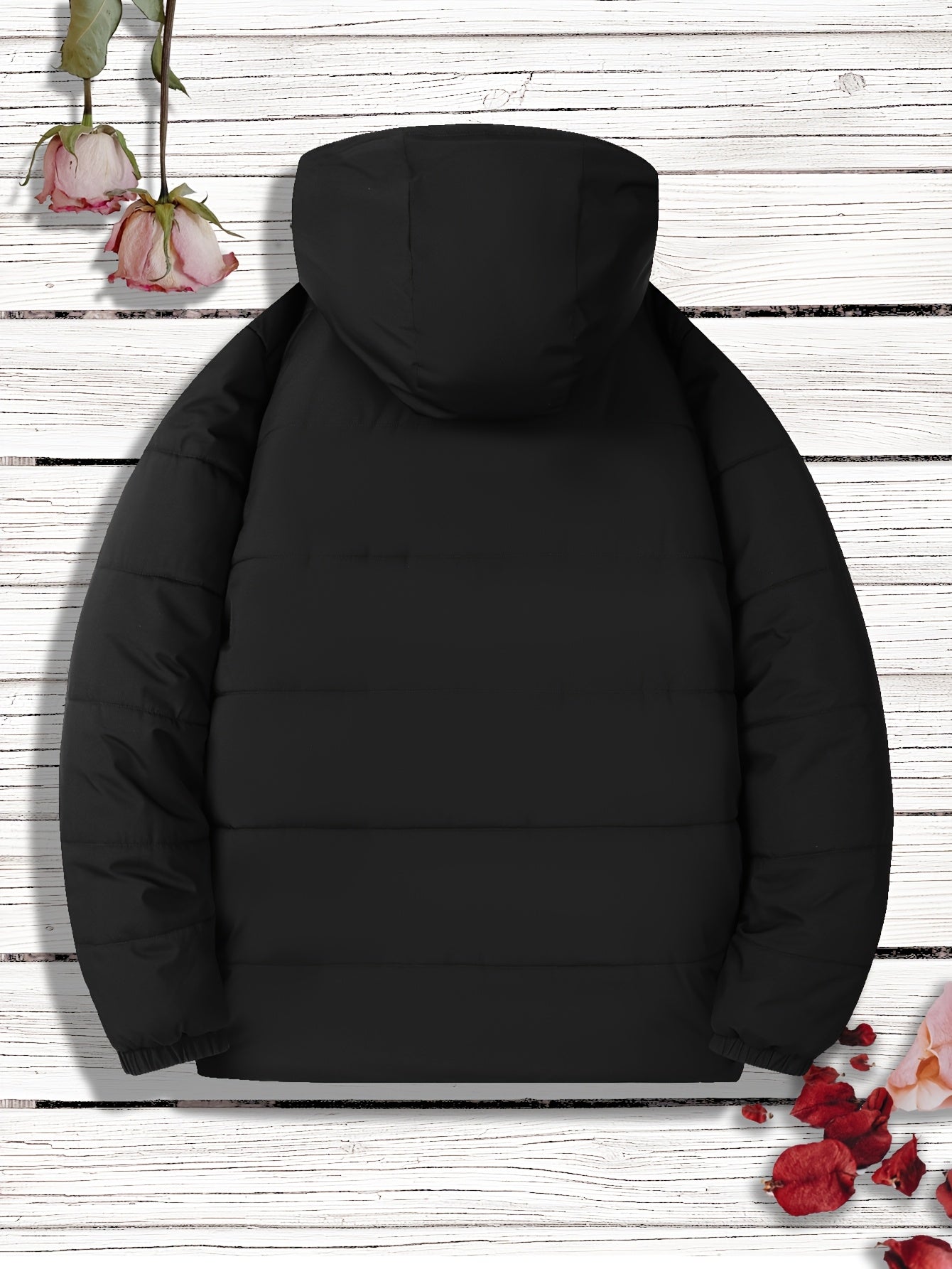 Կանացի առօրյա գլխարկով բաճկոն՝ համարձակ տառային նախշերով, հարմարավետ ձմեռային քամուց պաշտպանող վերարկու, 100% պոլիեսթերից կայծակաճարմանդով գրպաններով միջին երկարության բաճկոն, լվացքի մեքենայով լվացվող սառը եղանակի հագուստ - կատարյալ նվեր նրա համար