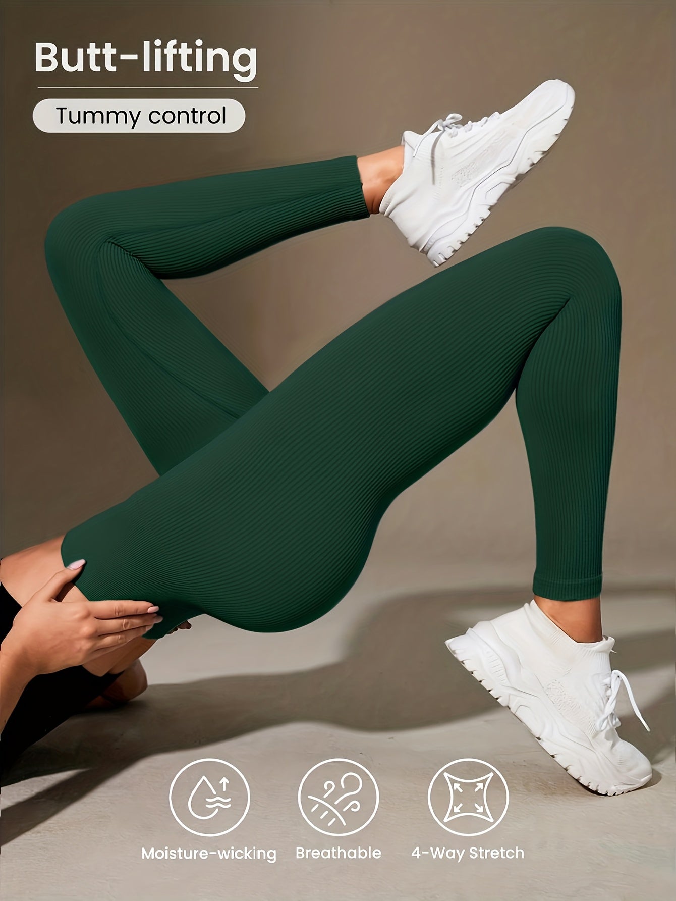 Women's High-Waisted Slimming Ribbed Leggings for Yoga