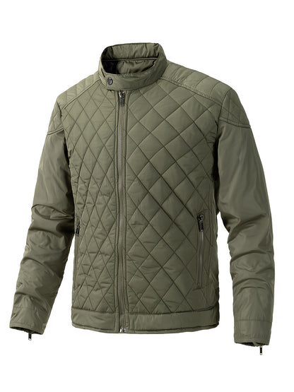 Men's Lightweight Padded Jacket with Stand Collar - Slim Fit