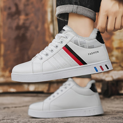 Men'S Fleece-Lined Lace-Up Sneakers with a Striped Design, Offering Excellent Traction And a Soft, Comfortable Fit B701-1.