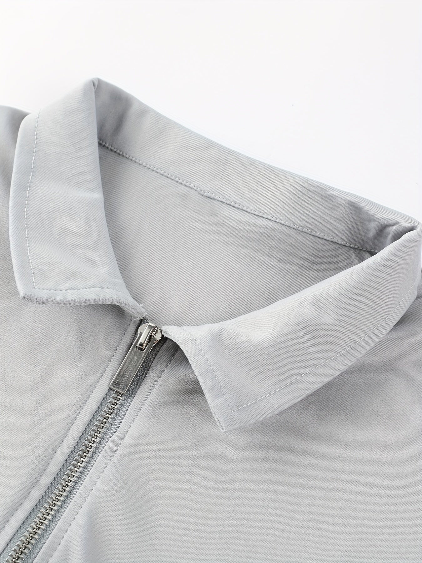[Golf Apparel] Men's Classic White Shirt - Casual Summer Style with Short Sleeves, Zipper Collar, and Stretch Polyester Fabric - Perfect for Streetwear & Golf