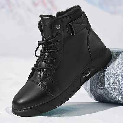 Men's Casual High-Top Hiking Boots with Warm Fleece Lining