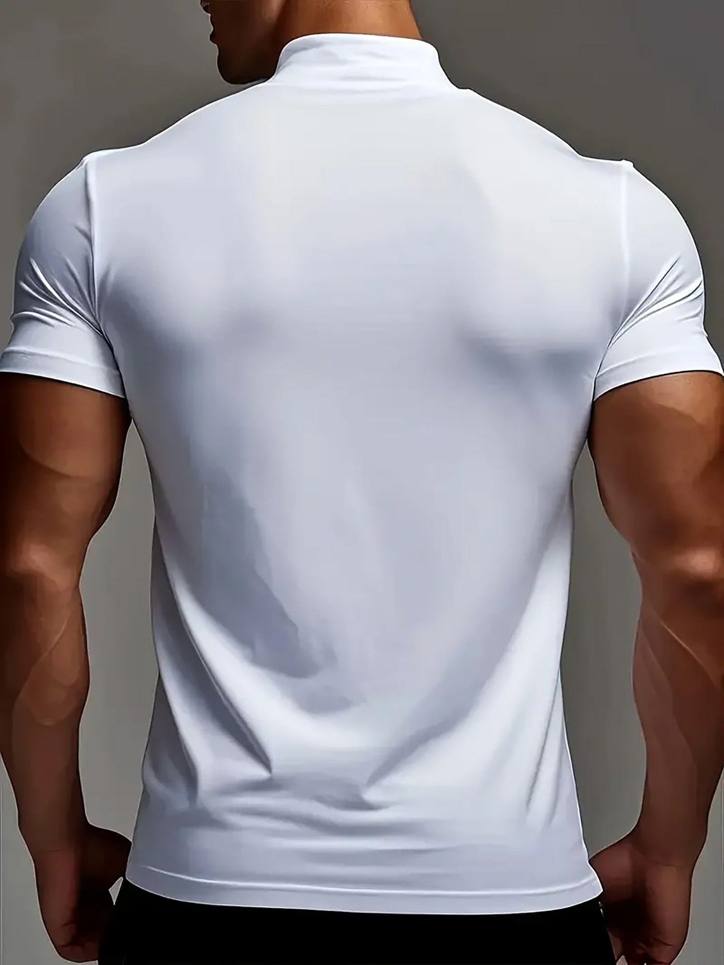 Men'S Casual High Neck Short Sleeve T-Shirt | Fashionable Easy Creative Horse Pattern for Fitness and Running, Medium Stretch Fabric, All-Season Wear - ayq