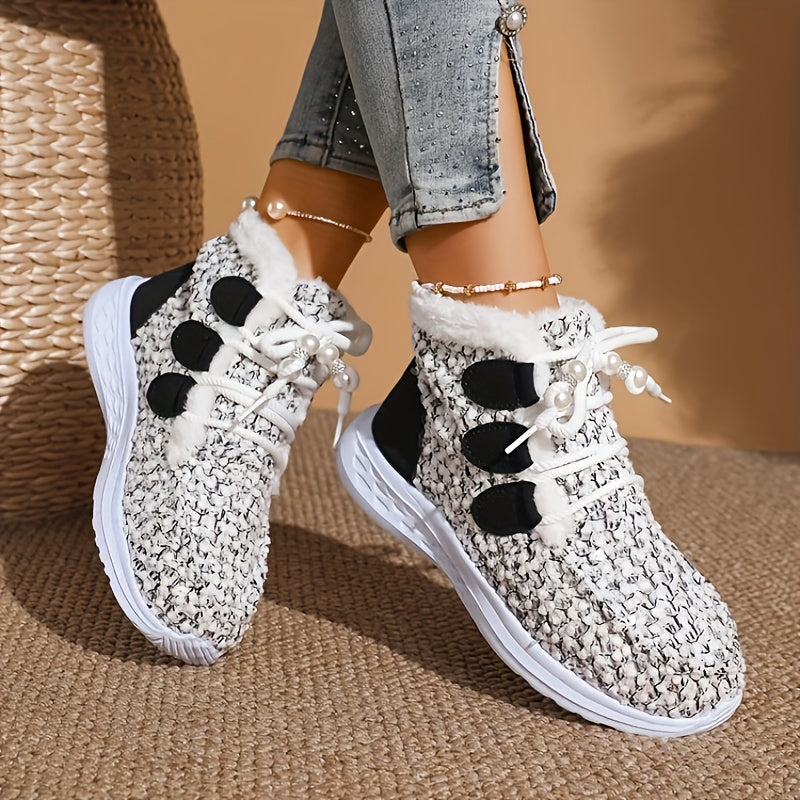 XS կանացի նորաձև, հարմարավետ, տաք, բաց գույնի, փափուկ, ժանյակավոր կարճ կոշիկներ + արհեստական ​​մորթուց հյուսվածք, նորաձև, առօրյա, ձմեռային կոշիկներ, կանանց համար երկար ձմեռային կոշիկներ, լայն չափսի արհեստական ​​մորթուց կոշիկներ, կանացի ձյան կոշիկներ