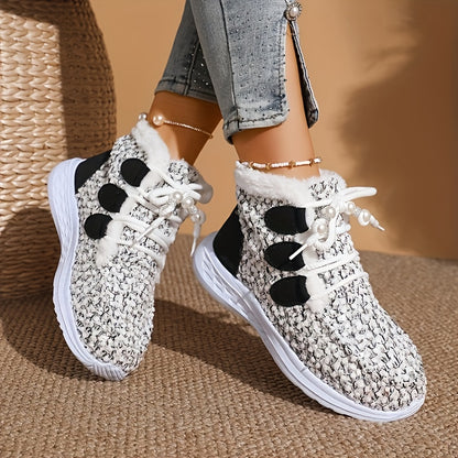 XS կանացի նորաձև, հարմարավետ, տաք, բաց գույնի, փափուկ, ժանյակավոր կարճ կոշիկներ + արհեստական ​​մորթուց հյուսվածք, նորաձև, առօրյա, ձմեռային կոշիկներ, կանանց համար երկար ձմեռային կոշիկներ, լայն չափսի արհեստական ​​մորթուց կոշիկներ, կանացի ձյան կոշիկներ