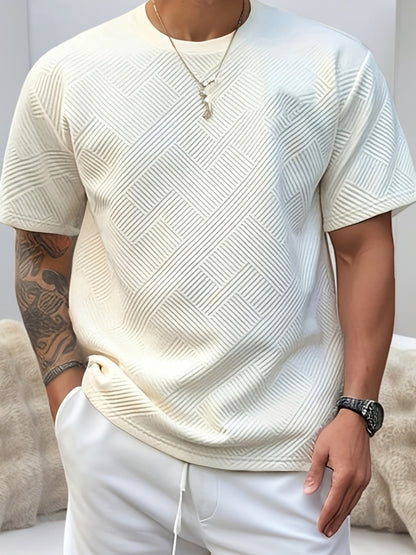 Men's Casual Solid Color Summer Crew Neck Polyester T-Shirt
