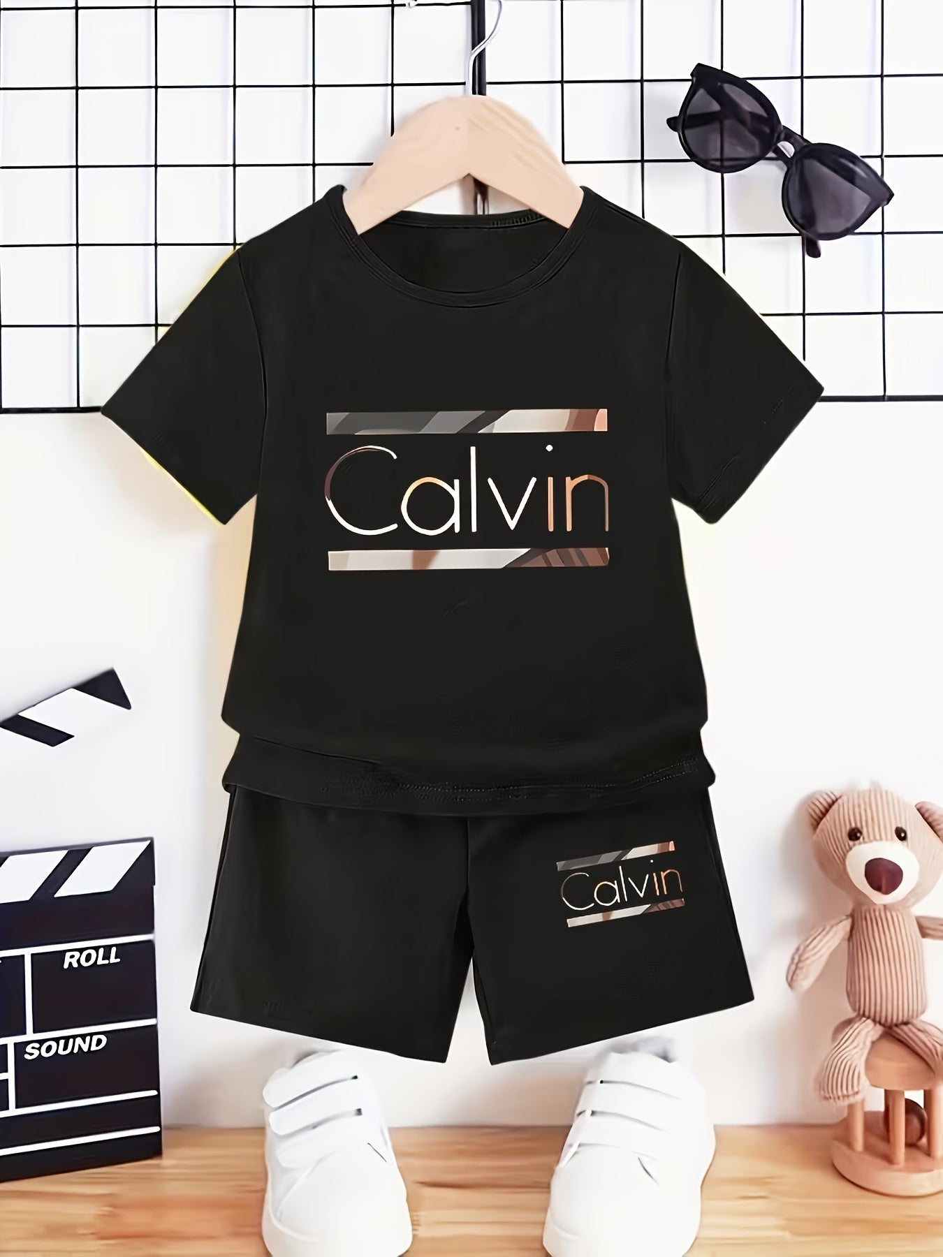 Newborn Baby Boy Calvin Alphabet Short Sleeve Shirt & Shorts Set
