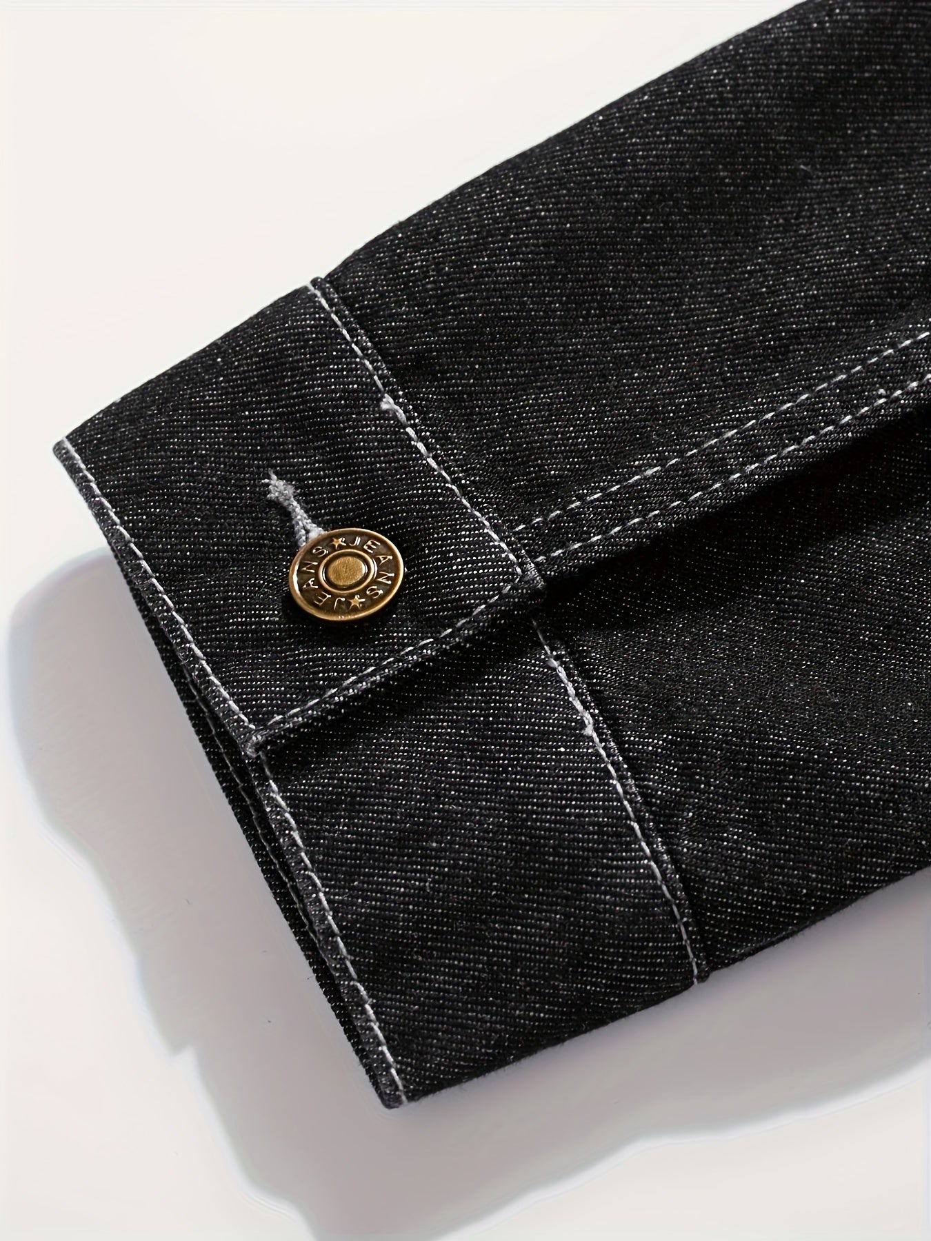 Men's Chic Washed Denim Jacket, Casual Street Style Button Up Contrast Stitching Jacket For Fall Winter