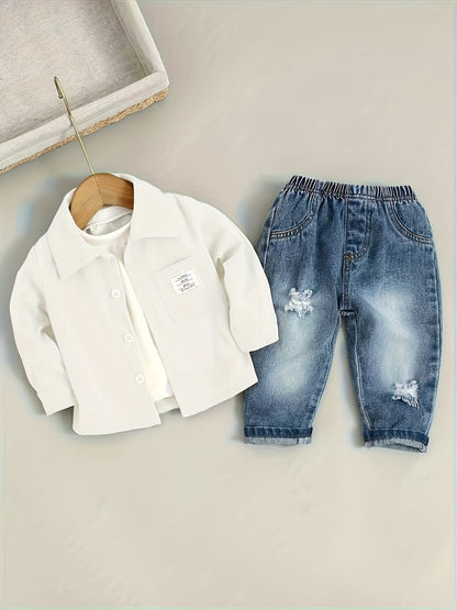 Boys' Cotton Blend Shirt and Jeans Set for Fall/Winter